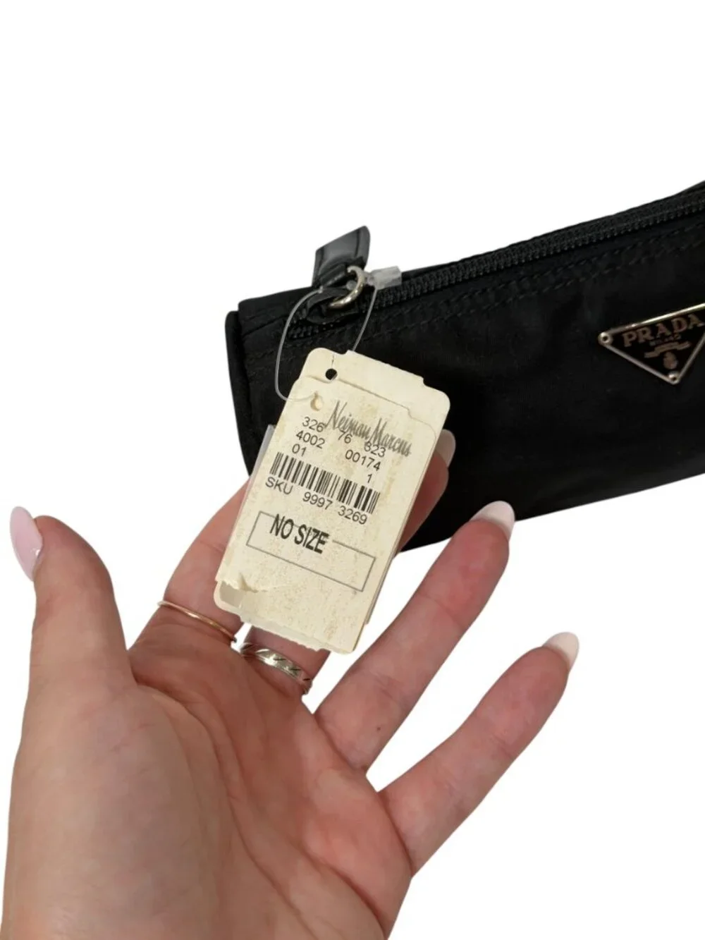 NWT Prada VINTAGE Black Nylon Vela Cylinder Cosmetic Pouch